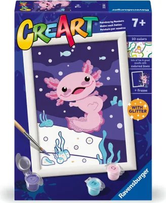 Produktbild von Ravensburger - CreArt Serie E: Axolotl, Malen nach Zahlen, Malset fr Kinder, inklusive Rahmen, pdagogisches und kreatives Spiel, Geschenkidee fr Kinder ab 7 Jahren, 13 x 18 cm