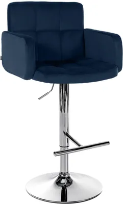 Produktbild von CLP Barhocker Los Angeles Samtbezug höhenverstellbar drehbar bis 150 kg, Farbe: blau, Gestellfarbe: chrom