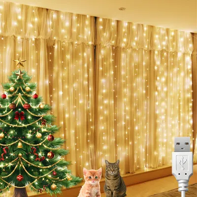 Lichtvorhang 1,2x1,2 m, 120 warmweiße LEDs, mit 12 Haken