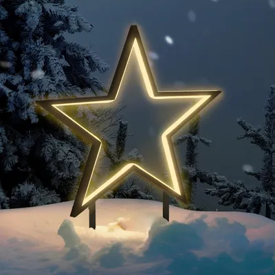 Produktbild von 50cm LED Gartenstecker Stern Garten Stern Leuchte WeihnachtssternWeihnachtsbeleuchtung mit Erdspieß 100 LED Beleuchtet Warmweiß