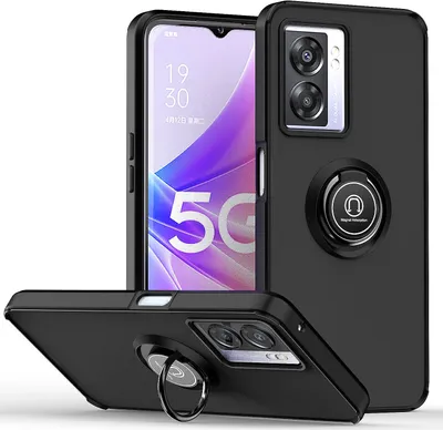 Image de Etui pour OPPO A57 5G étui TPU translucide mat avec support d'anneau et stand Noir