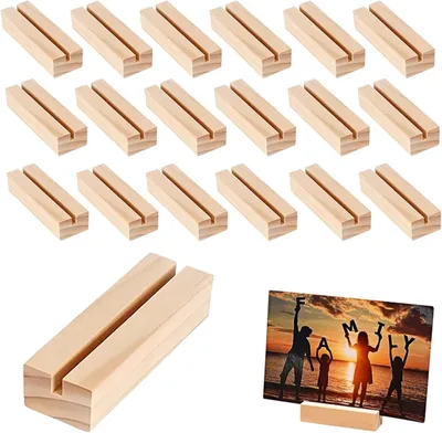 Imagen del producto de Soportes para tarjetas, de madera, 20 unidades, 10,5 x 3 x 1,5 cm, para menús