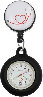 Produktbild von Nurse Watch Schwesternuhr Silikon ausziehbares Band Pulsuhr Kitteluhr Pflege Motiv 1 SW