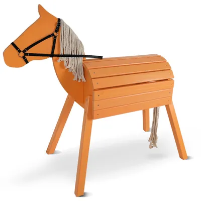 Produktbild von Pink Papaya Holzpferd Spielpferd zum Reiten, Braun, Größe M, 80 cm Sitzhöhe
