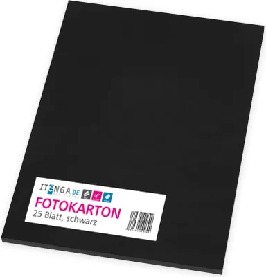Produktbild von itenga Fotokarton - A4 300 g/qm schwarz 25 Blatt