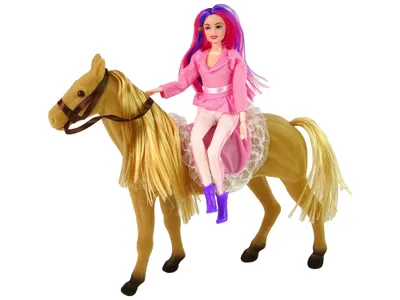 Produktbild von LEAN Toys 13943 Reiterpuppe mit braunem Pferdchen