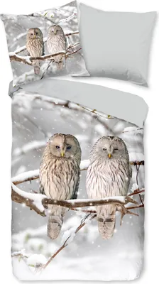 Produktbild von Duvet cover Good Morning 200x200 + 2* 80x80 cm - owls in winter landscape