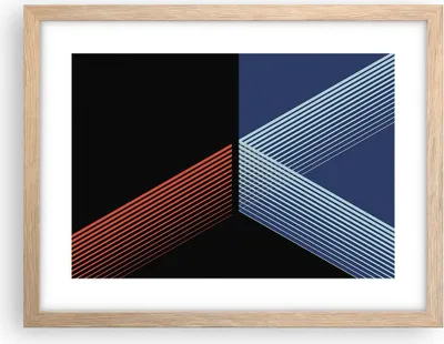 Produktbild von Gerahmtes Poster - Rahmen in heller Eiche - Abstraktion Schwarz Blau - 40x30 cm - Wand Bild - Wanddeko - Wandbilder - Kunstposter - Wandposter - Bilderrahmen - Bilder - Kunstdruck - P2NAA40x30-4458