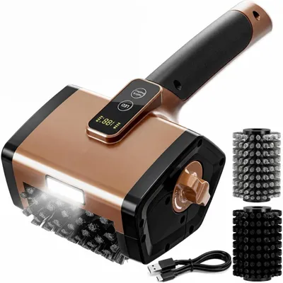 Produktbild von Elektrische Grillbürste 3000mAh mit LED-Licht, 800RPM Edelstahlborsten, Leistungsstarke Grill Reinigungsbürste, 2 Ersatzköpfe, für BBQ, Gussrost
