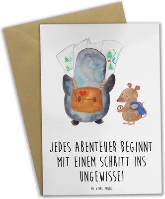 Produktbild von Mr. & Mrs. Panda Klappkarte Ungewissheit akzeptieren - Weiß - Geschenk, Trost, Mut, weihnachtskarten, osterkarten, Vertrauem, Zuversicht, einladungskarten, babykarte