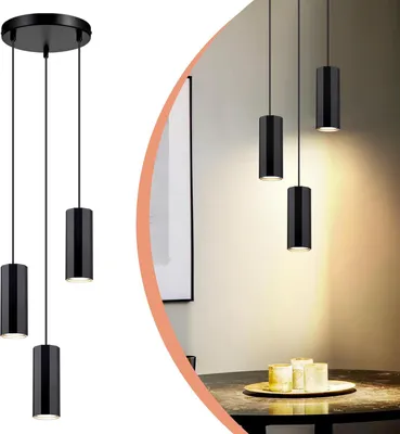 Produktbild von Schwarze 3-Flammigen Hängeleuchte für Esszimmer und Küche
