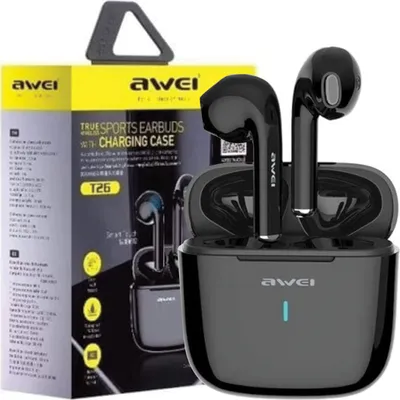 Obrázek produktu pro Sluchátka Awei Bluetooth 5.0 T26 Tws + Dokovací Stanice Černá/Černá