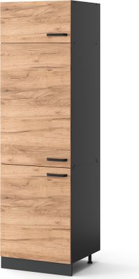Vicco Kühlumbauschrank R-Line, 60 cm, Goldkraft Eiche/Anthrazit