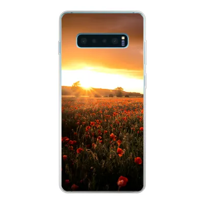 Produktbild von MuchoWow® Handyhülle Schutzhülle Hülle für Samsung Galaxy S10 Lite Sonnenuntergang über den Mohnblumen in England Silikon Softcase Handy Hülle - Schutz