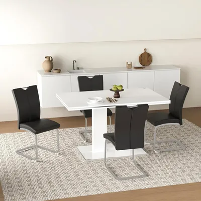 Produktbild von Schwingstuhl Jean 4er Set Kunstleder Kufengestell mit hoher Rückenlehne 44x89x53 cm