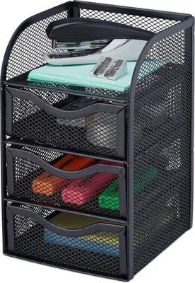 Produktbild von Famanu Büroorganizer aus Metallgeflecht - Schwarz, 21x125x13cm