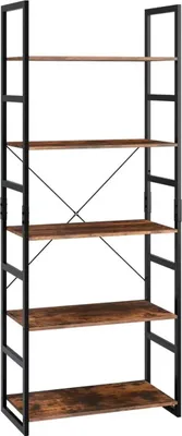 Produktbild von Freistehendes 5-stöckiges Bücherregal – Offenes Regal – Aufbewahrungsregale – Metall Bücherregal – Industrielle Leiterregale Vintage