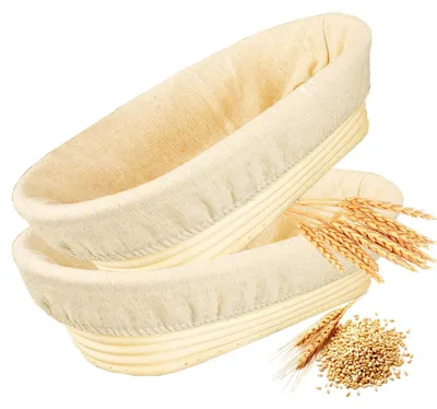 Image de Ensemble de deux paniers de fermentation ovales, en rotin résistant, pour la fabrication de pain