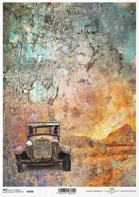 Obrázok produktu pre ITD dekupáž ryžového papiera, remeselná technika papierových obrúskov, R1908 staré retro auto