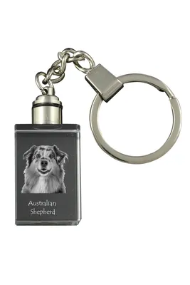 Produktbild von Australischer Schaferhund, Australian Shepherd - Schlüsselanhänger aus Kristall mit Hundefoto, beleuchteter Schlüsselanhänger, einzigartiges Geschenk der Marke Art-Dog
