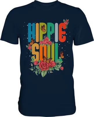 Produktbild von Frauen Hippie Schmetterling T-Shirt – Navy / M