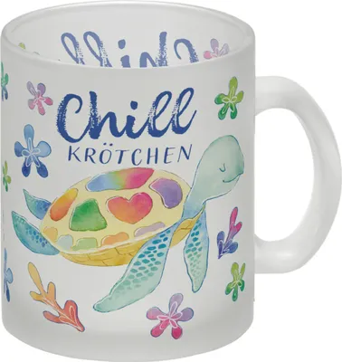 Produktbild von Schildkröte Glas Tasse mit Spruch Chillkrötchen