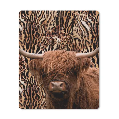 Produktbild von MuchoWow® Mauspad Mousepad Schottischer Highlander - Pantherdruck - Kuh 19x23 cm - Mousepads - Maus Mat - Pad - Mausunterlage - Mauspads - Spielen