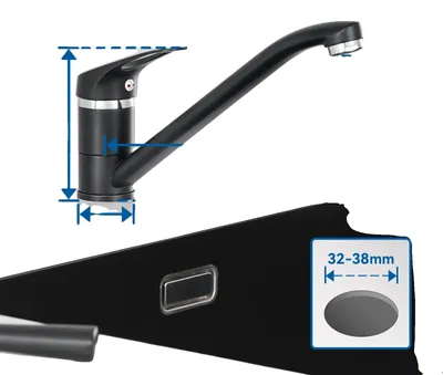 Produktbild von Küchenarmatur, 360° schwenkbar, langlebiges Messing und Edelstahl, Schwarz, G3/8