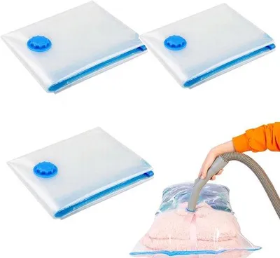 Produktbild von Famanu Vakuumtaschen 3 Stück - platzsparende Aufbewahrung für Kleidung, 60 x 40 cm