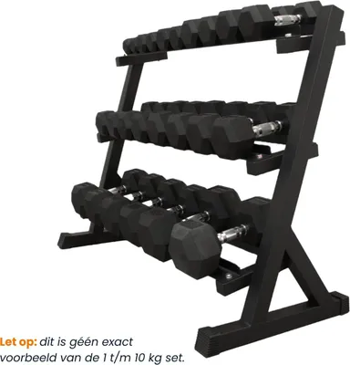 Produktbild von Hexa-Hantelset 110 kg + Hantelablage – Aufbewahrungssystem