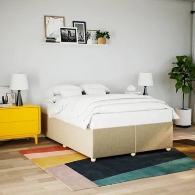 Zdjęcie produktu dla Maison Exclusive – rama łóżka bez materaca Kremowa 140 x 190 cm Tkanina