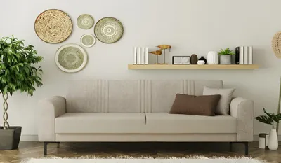 Produktbild von Dreisitzer Sofa 3 Sitzer Polstersofa Stoffsofa Couch Beige Wohnzimmer