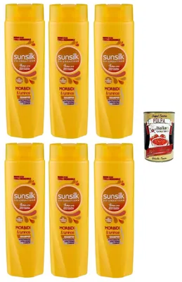 Produktbild von Sunsilk Morbidi e Luminosi Shampo per capelli secchi Weiches und glänzendes Shampoo für trockenes Haar 6x250ml + Italian Gourmet Polpa 400g Dose