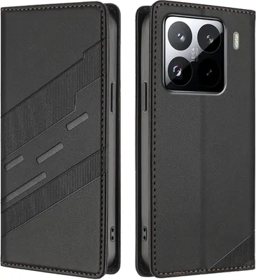 Image de Etui pour Xiaomi 15 Pro, étui portefeuille en cuirPolyuréthaneavec fente pour cartes et fonction stand Schwarz