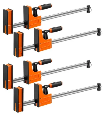 Produktbild von Schraubzwingen Set - F-Zwingen 4er Pack - 61 cm Spannweite - 680 kg Spannkraft - Klemm- & Spreizfunktion - Gummischutzbacken - Für Holz & Metall