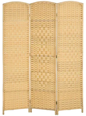 Zdjęcie produktu dla Parawan drewniany, składany, 3-panelowy - do salonu i sypialni - 135 x 180 cm - drewno naturalne
