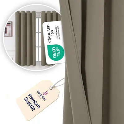 Produktbild von Beautex Verdunkelungsgardine Ösen Vorhang blickdicht abdunkelnd140x245cm,Hellbraun