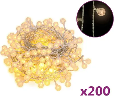 Imagen del producto de vidaXL Guirnalda de luces con bolas, 20 metros, 200 LEDs, luz blanca cálida, 8 funciones