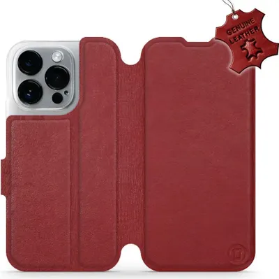 Produktbild von Echtleder Handyhülle für iPhone 14 Pro, Mobiwear Leather, Dunkelrot