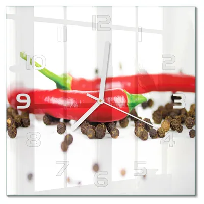Produktbild von Glas Wanduhr 30x30 cm - Wanduhr - lautlose Wanduhr - ohne Ticken - geräuschloses Uhrwerk - schleichende Zeiger - moderne Uhr - Design Uhr - Wohnzimmer Uhr - Chili und Pfeffer