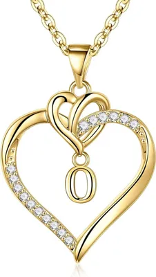 Image de TINGN 14K Gold Collier Initial Cœur Zirconia Femme Cadeau Saint-Valentin