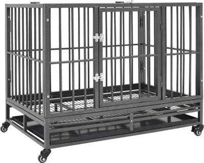 Produktbild von The Living Store Hundekäfig mit Rollen Stahl 92x62x76 cm