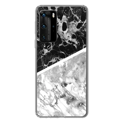 Produktbild von MuchoWow® Handyhülle Schutzhülle Hülle für Huawei P40 Pro Marmor - Schwarz - Weiß - Luxus Silikon Softcase Handy Hülle - Schutz