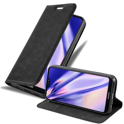 Produktbild von Cadorabo Hülle für Huawei P20 LITE 2018 / NOVA 3E Schutz Hülle in Schwarz Handyhülle Etui Case Cover Magnetverschluss
