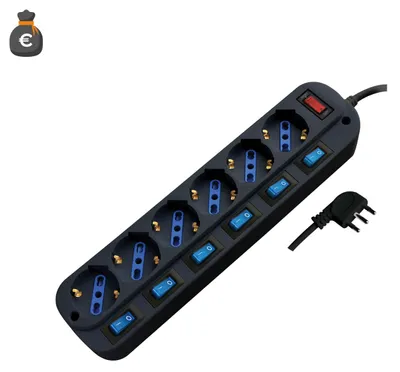 Produktbild von Alcapower 6-fach Steckdosenleiste, Bipasso Schuko, Hauptschalter, 6 Einzelschalter, 1,5m Kabel, Überlastschutz, Schwarz