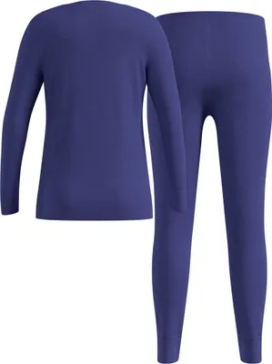 Dunkelblaues langärmliges Oberteil und lange Hose aus Funktionsmaterial für Kinder von Odlo