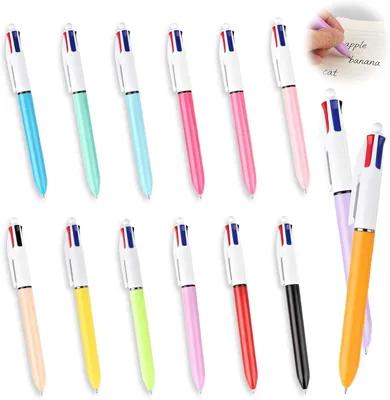 Productafbeelding van Balpen - Set van 14 - Intrekbaar - 4-in-1 - Meerkleurig - 1,0 mm - Pennen voor dagelijks schrijven - Notities en dagboek