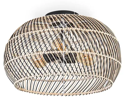 Produktbild von Chadid moderne Deckenlampe aus Metall/Bambus in Schwarz/Naturfarben