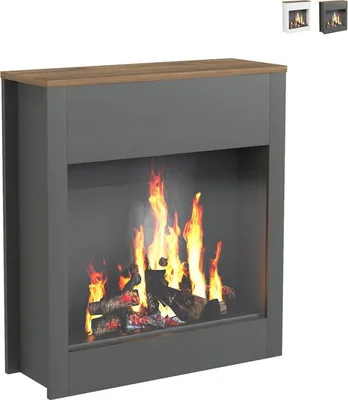 Produktbild von Dekorativer Holzrahmen für elektrischen Standkamin Buren - Schwarz