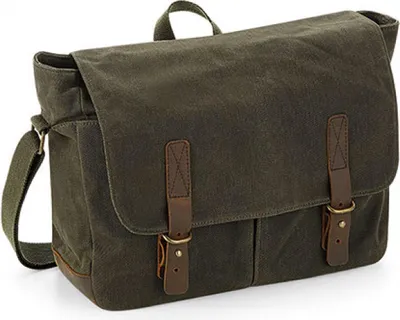 Produktbild von Quadra QD653 | Umhängetasche Heritage Waxed Canvas , 28 x 34 x 12 cm - Farbe: Olive Green - Größe: 28 x 34 x 12 cm